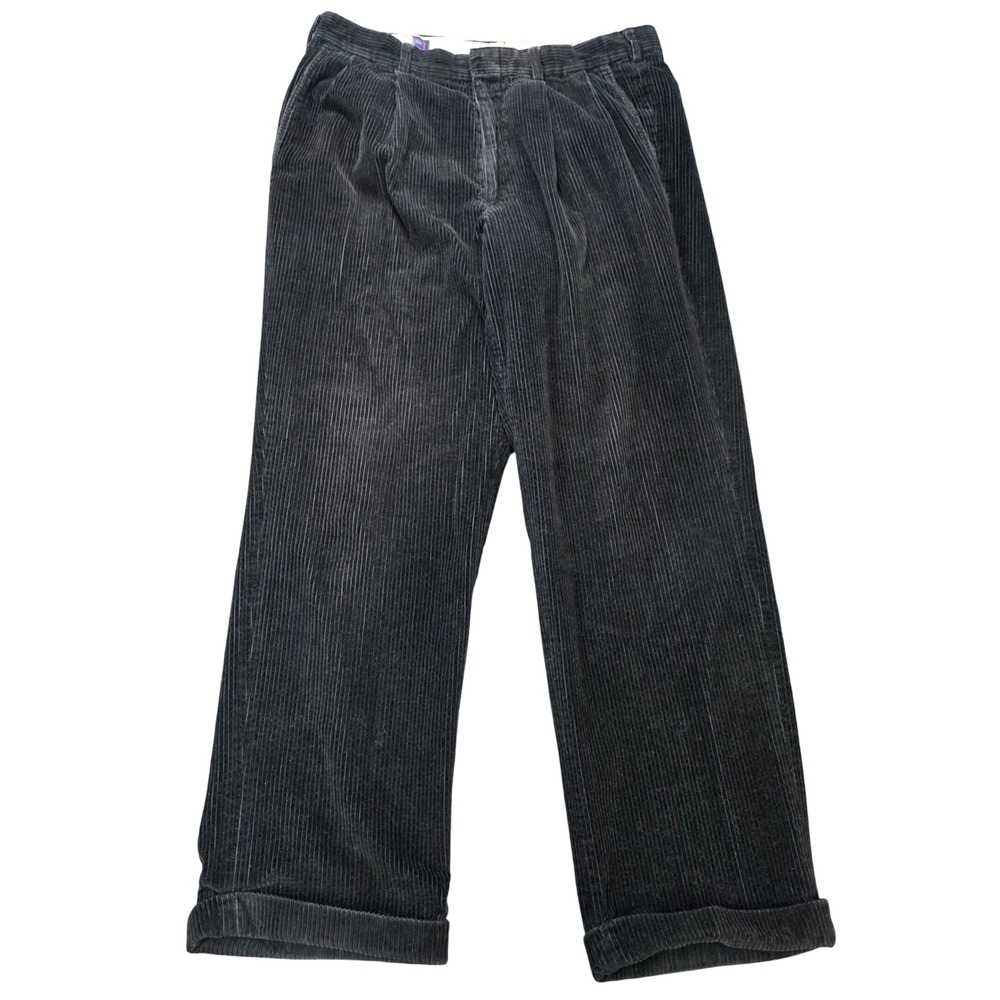 Vintage Christopher Hayes Pleated Wide Wale Corduroy Pants Mens Size 34x30 Black